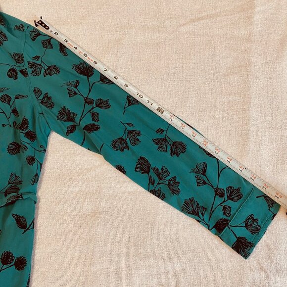Ava & Viv Button Front Shirt Dress Women's Plus Size X Teal Black Floral Rayon - Picture 13 of 13